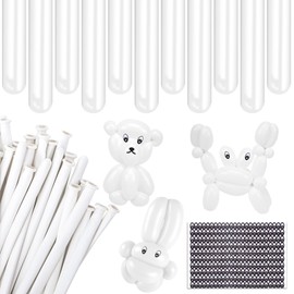LovesTown 100PCS 260q Long Balloons, White Magic Balloons Thicken Latex Twisting Balloons for Birthday Wedding Party Decorations Ballon Arch