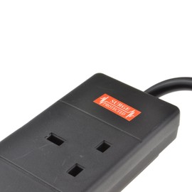 kenable Surge Protected 6 Gang Way Mains Extension Socket UK 13A Black 1m [1 metres]