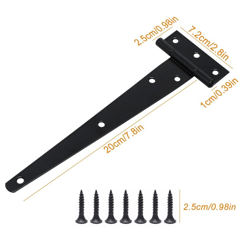 2 Pcs Heavy Duty T Hinges with Mounting Screw, 8