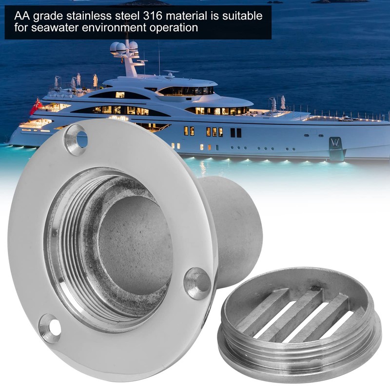 POENVFPO Boat Drain Scupper,High Strength 316 Stainless Steel Yacht Floor