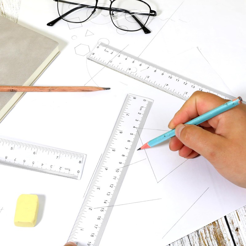 3 Pack 8 Inch Ruler Set Plastic Straight Ruler Transparent