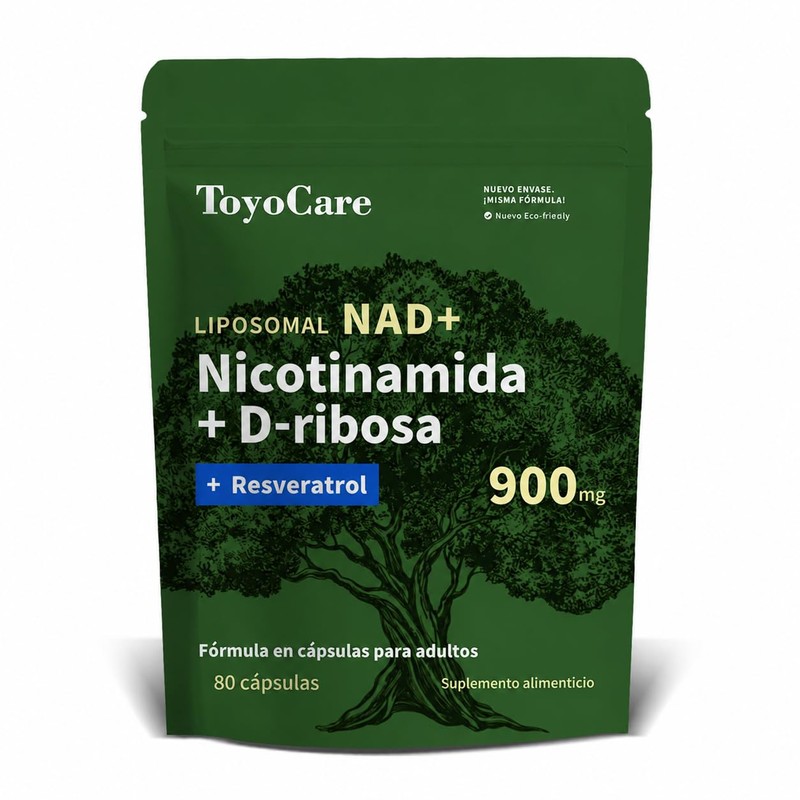 NAD+ Nicotinamida Ribosa y Resveratrol, 80 Cápsulas