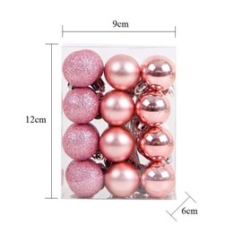 24pcs Christmas Balls, Maidodo Xmas Baubles, 3cm(1.18in) Christmas Tree Decoration,Christmas Ornaments Balls (Pink)
