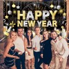 HOWAF Happy New Year Banner 2025 Black Gold NYE Party