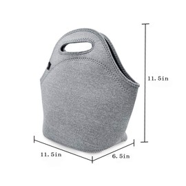 Neoprene Lunch Bag,LOVAC Thick Insulated Lunch Bag - Durable & Waterproof Lunch Tote With Zipper For Outdoor Travel Work School (Cool Gray)