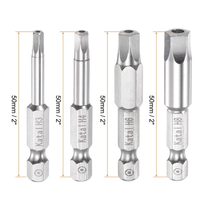 HARFINGTON H3-H8 Pentagon Screwdriver Bit Set 1/4" Hex Shank 2"