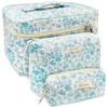3pcs Floral Makeup Bag, Large Travel Quilted Makeup Bag for
