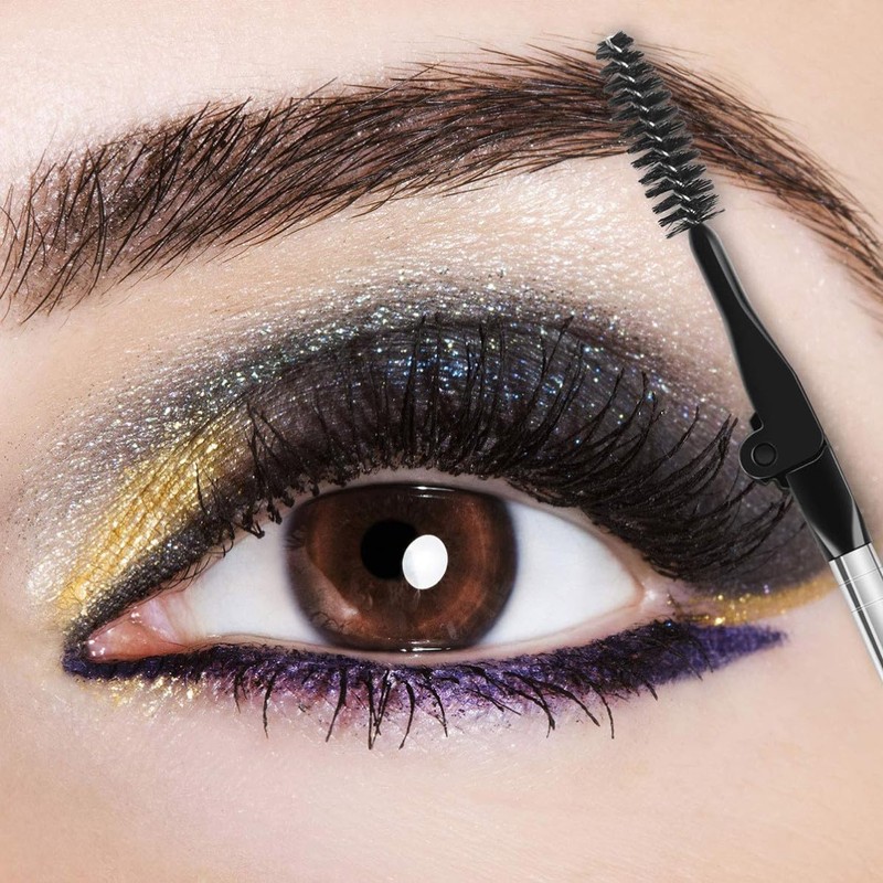 10 Piezas Cepillo Plegable Doble, Maquillaje Portátil Negro