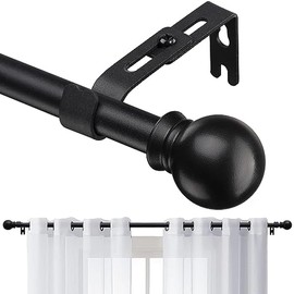 Barras de cortina negras para ventanas de 28 a 48 pulgadas, barra de cortina pequeña de 5/8 pulgadas para baño, salón y cocina (tamaño: 28-52 pulgadas)