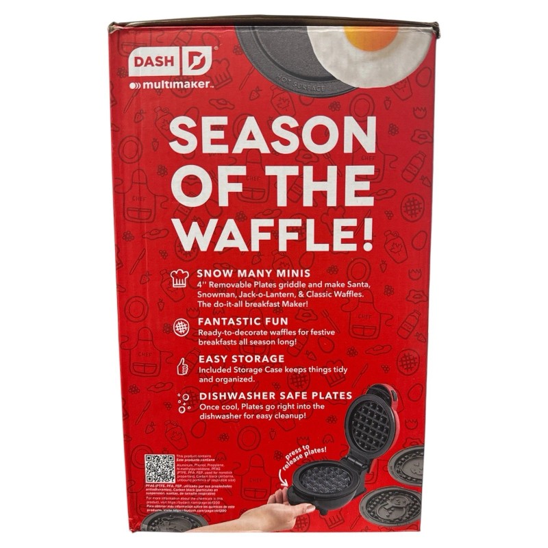Dash Mini Waffle Maker Multi-Plate 7 Removable Plates Holiday Winter
