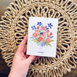 cryptic paper co. Patriotic floral American flag bouquet card