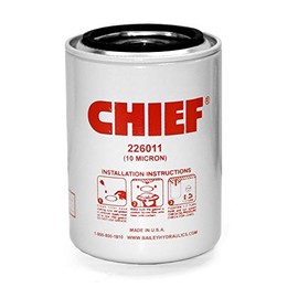 Chief Hydraulic Spin-On Filter Element - 10 Micron Filtration - 250 PSI Max Pressure, 1"-12 UNF Thread, Return Line Applications, Model 226011