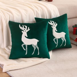 Tosleo Cushion Cover 45 x 45 cm, Set of 2 Christmas Cushion Covers, Christmas Tree Decorative Cushion Sofa Living Room Bedroom Couch 45 x 45 cm (green4, 45 x 45 cm)