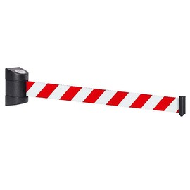 Flexibarrier 4.5 m Retractable Belt Barrier with ABS Plastic Wall Housing, Automatic Locking Function, Retractable Safety Wall Snake Barrier for Crowd Control (Red/White)