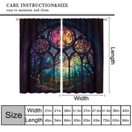 Fantasy Castle Blackout Window Curtain, Arched Door Through Fairy Tale Forest, Colourful Stained Windows Circle Scenery for Home Kitchen Restaurant Decoration Window Curtain 2Panel 52"W X 84"L