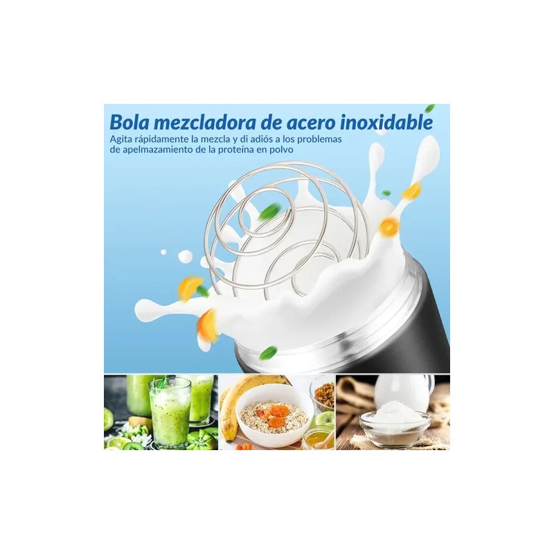 Shaker de Proteína HomeChi 700ml Acero Inoxidable Negro con Compartimento
