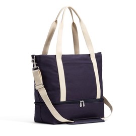 Lo & Sons Catalina Deluxe Tote - Spacious Canvas Travel & Everyday Bag With Shoe Compartment, Luggage Sleeve, Padded Strap | Versatile Durable Bag For Women, Men for Weekend, Hospital, Gym, Carry On