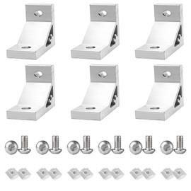 6Sets Silver Heavy Duty 4040 Aluminum Extrusion Corner Brackets 40 Series Extrusion Connectors with 6PCS 4040 Aluminum Extrusion Profiles T Slot L Bracket 12PCS Screws 4040 T Nut