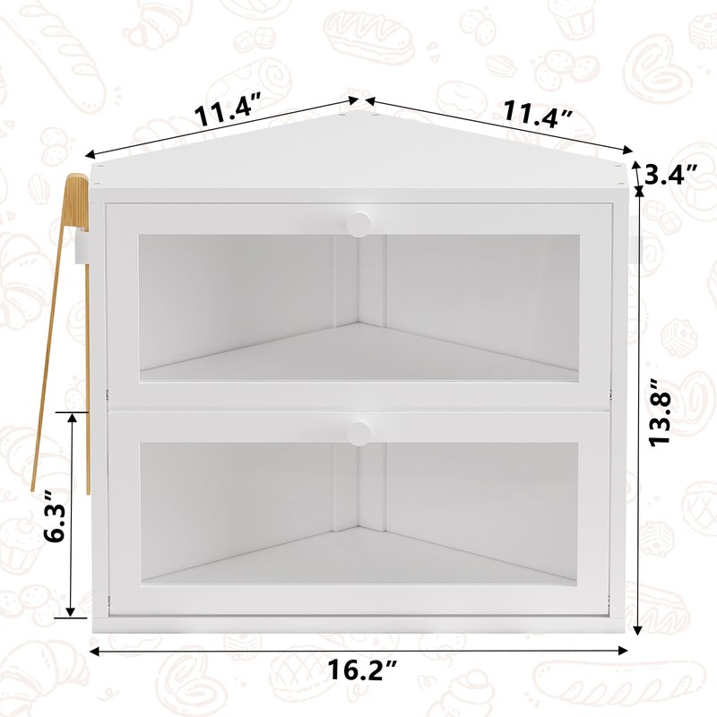 WOWLIVE Corner Bread Box for Kitchen Countertop, Large Double Layer