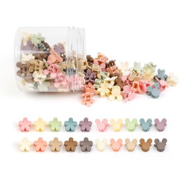 100Pcs Colorful Mini Flower Hair Clips Set, TEBIEKOY Small Hair Clips Mini Hair Claw Clip Cute Jaw Clips Hair Pins Hair Barrettes Tiny Flower Hair Accessories for Women