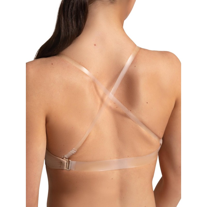 Capezio Women's Seamless Clear Back Bra With Transition Straps, Nude,