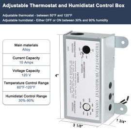 Criditpid Attic Fan Adjustable Thermostat & Humidistat Controller Box for Powered Attic Ventilators Fan- Replacement Temperature Humidity Controller.