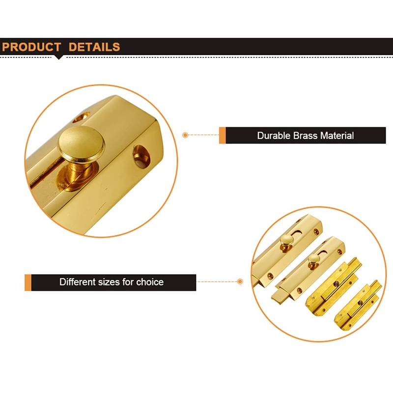 6 Inch Polished Brass Door Bolt Lock Sliding Bolt Latch