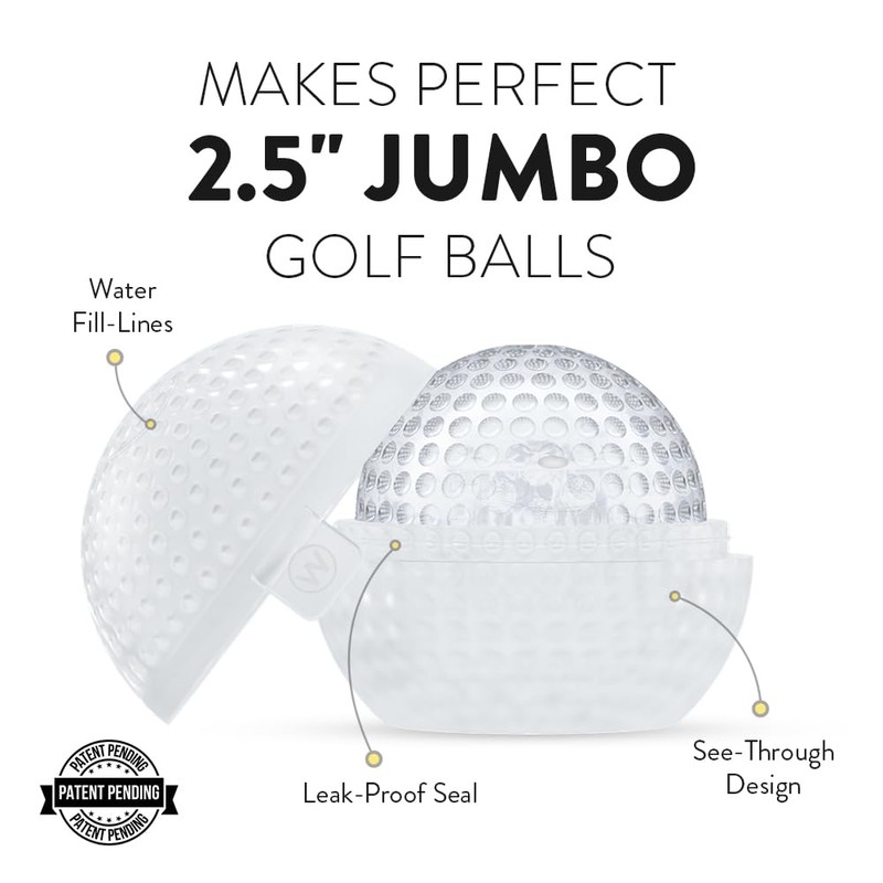 2 Pcs Silicone Golf Ball Ice Mold - 2.5” Ice