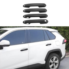KEALAS ABS Matte Black Exterior Door Handle Cover Trim Exterior Handle Protection for Toyota Rav4 2019-2023 2024,for Toyota Highlander 2020-2022 2023 Accessories with Smart Auto Lock