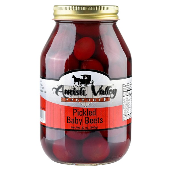 Amish Valley Products Pickled Baby Beets 32oz. Glass Jar (1 Quart Jar - 32 oz)