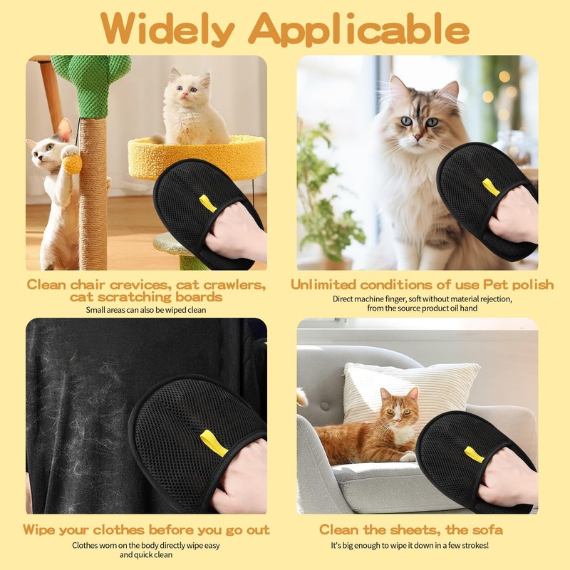 3Pcs Pet Hair Removal Glove for Cats & Dogs, Upgrade