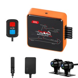 VSYSTO WiFi Motorcycle Dash Camera, Waterproof GPS HD 1080P SONYIMX307 Front and Rear Camera, High Speed Download Video, Parking Monitoring, Wired Controller Take Pictures,Vibration Reminder(Black-Q3)