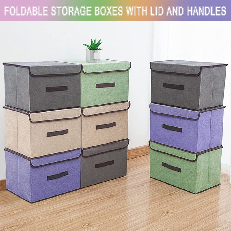 LELE LIFE Foldable Storage Box with Dustproof Lid and Handle,