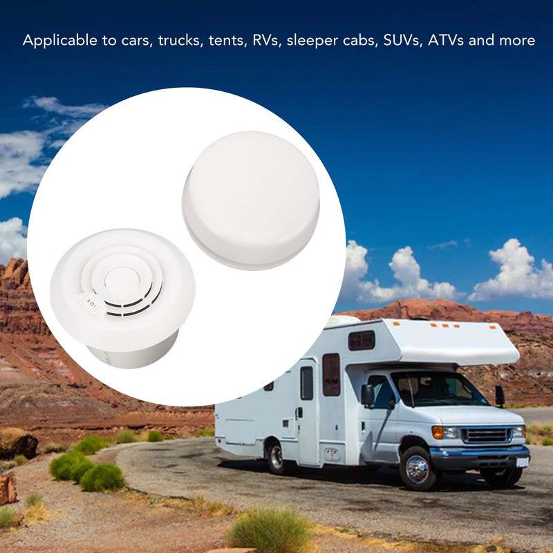 RV Mini Vent Fan White Round Noiseless Compression Resistant Vent