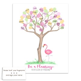 Pink Flamingo Fingerprint Tree, Teacher Gift ideas, Thumbprint Tree, Pink Flamingo Nursery Decoration Ideas, Thumbprint Tree