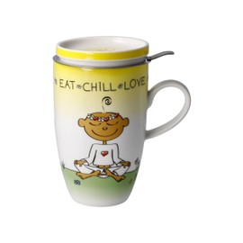 Tea Cup with Lid and Strainer The Little Yogi - "Eat Chill Love"
