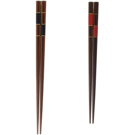 Wakasa Lacquer 131-2009 Asuka Pattern Couples Chopsticks Pair Set Natural Wood in Paper Box Red Black Red Black Made in Japan