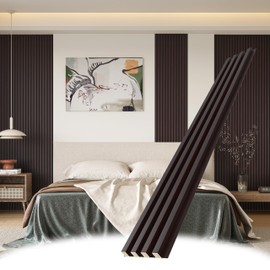 POHARE WPC Slat Wall Panels, 8 Pack Accent Slat Wood Slats for Wall and Ceilings, Acoustic Panels for Interior Wall Modern Décor, Black Brown, 95 x 6 in