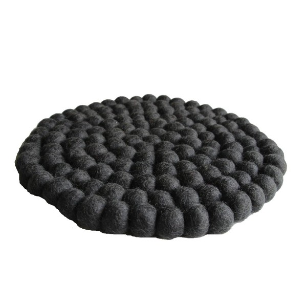 Maharanis Felt Pot Saucer Anthracite 22 cm Handmade 100% Wool