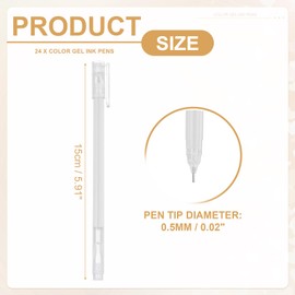 PATIKIL 24 Pcs Colored Gel Pens, 0.5mm Fine Point Pastel Gel Pens High Light Ink for DIY Projects Painting Journaling Notebook Black Paper Drawing, 15cm Length White Ink