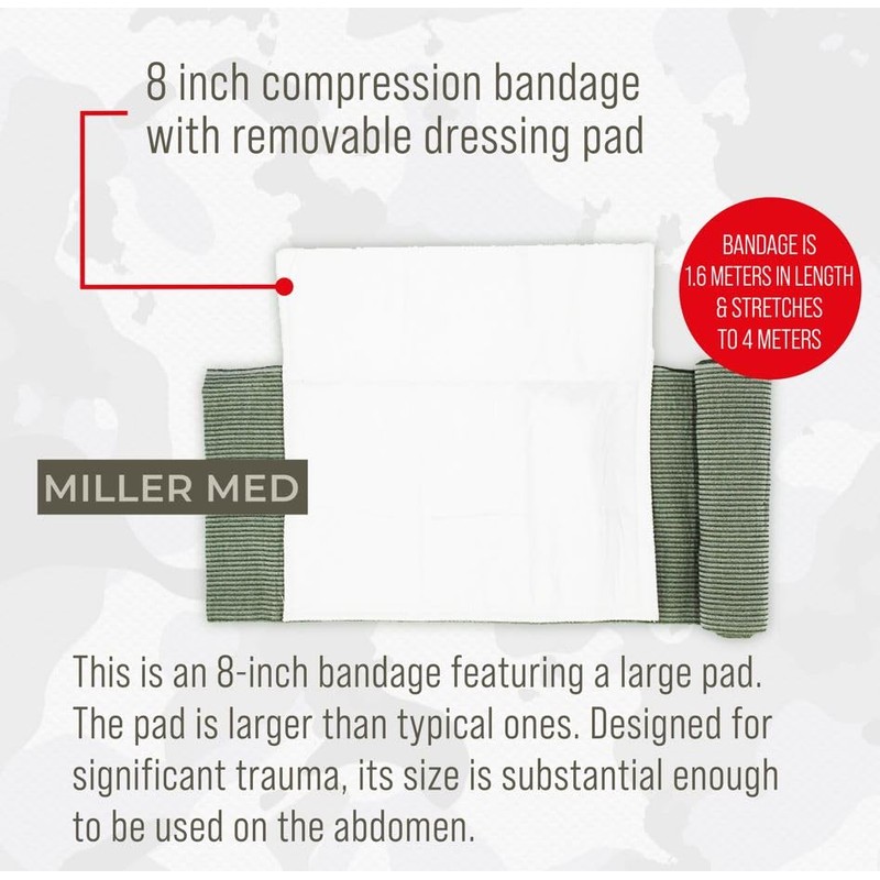 MillerMed Israeli Compression Bandage Vacuum Sealed to Effectively Stop/Reduce Blood