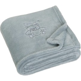 Playshoes Baby and Kids Fleece Blanket Versatile Blanket for Boys and Girls with Bear Embroidery