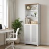 Smart FENDEE 66" Tall White Bookcase with Storage Cabinet, Wooden