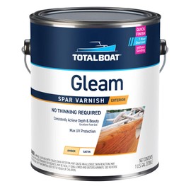 TotalBoat Gleam Marine Spar Varnish, Gloss and Satin Polyurethane Finish for Wood, Boats and Outdoor Furniture (Satin Low-Sheen Gallon)