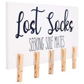 TII Lost Socks Laundry Clip 13 x 8 MDF Decorative Wall Décor, Multicolor