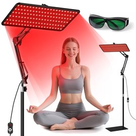Morfone Red Light Therapy for Body Face - Infrared Light Therapy Lamp 660nm, 850nm, 940nm Tri-Wavelength LED Beads Panel with Height Adjustable Stand for Home Use, Gift for Women Girls, S