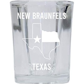 New Braunfels Texas Souvenir Laser Etched 2 Ounce Square Shot Glass Texas State Flag Design