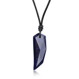 COAI Leather Necklace Wolf Tooth Pendant, Sodalite, Sodalite