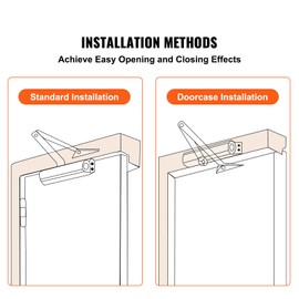 Happybuy Door Closer, Automatic for 187 Lbs Doors, Adjustable, Hydraulic Buffer, Heavy Duty Cast Aluminum, Easy Install, Black