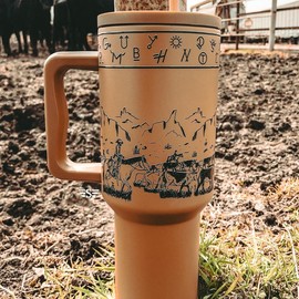 Cattle Drive 40oz Tumbler - Stainless Steel, Leak-Proof, Left or Right Handed Cup, 0-6 Hours Warm & 12 Hours Cold, Sleek Design - Flasks, Drinkware - Color: Rust